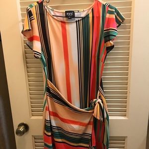 Colorful dress tie side and flowy bottom